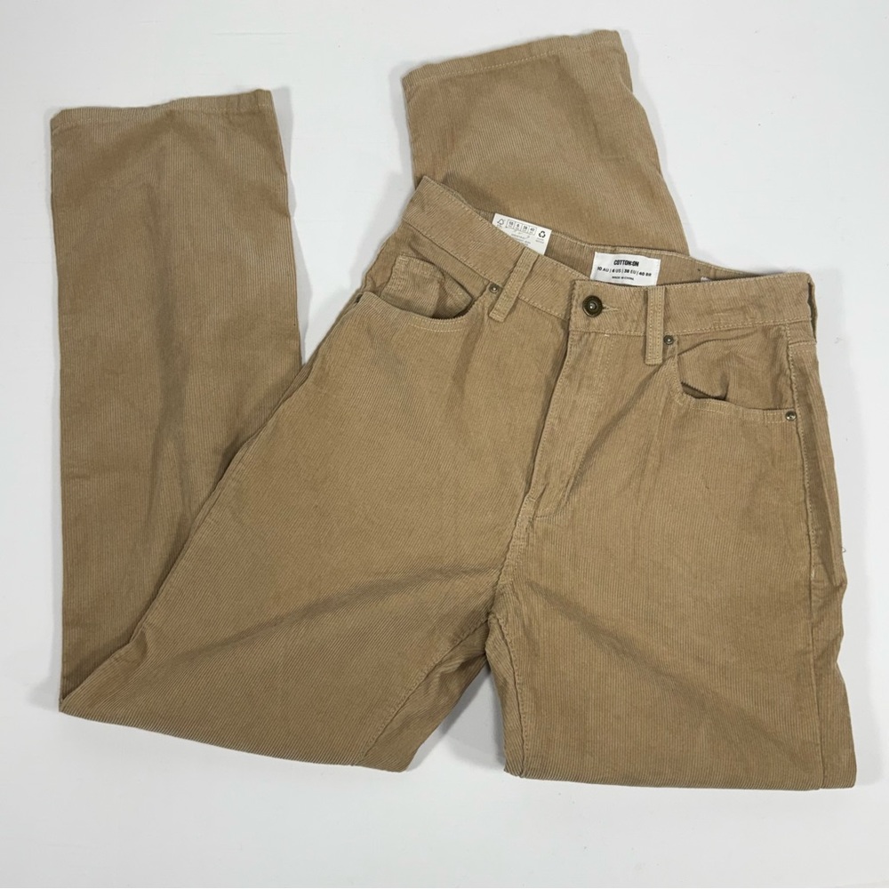 NWT High Rise Cotton On Linen Taupe Corduroy Straight Leg Jean Size 6